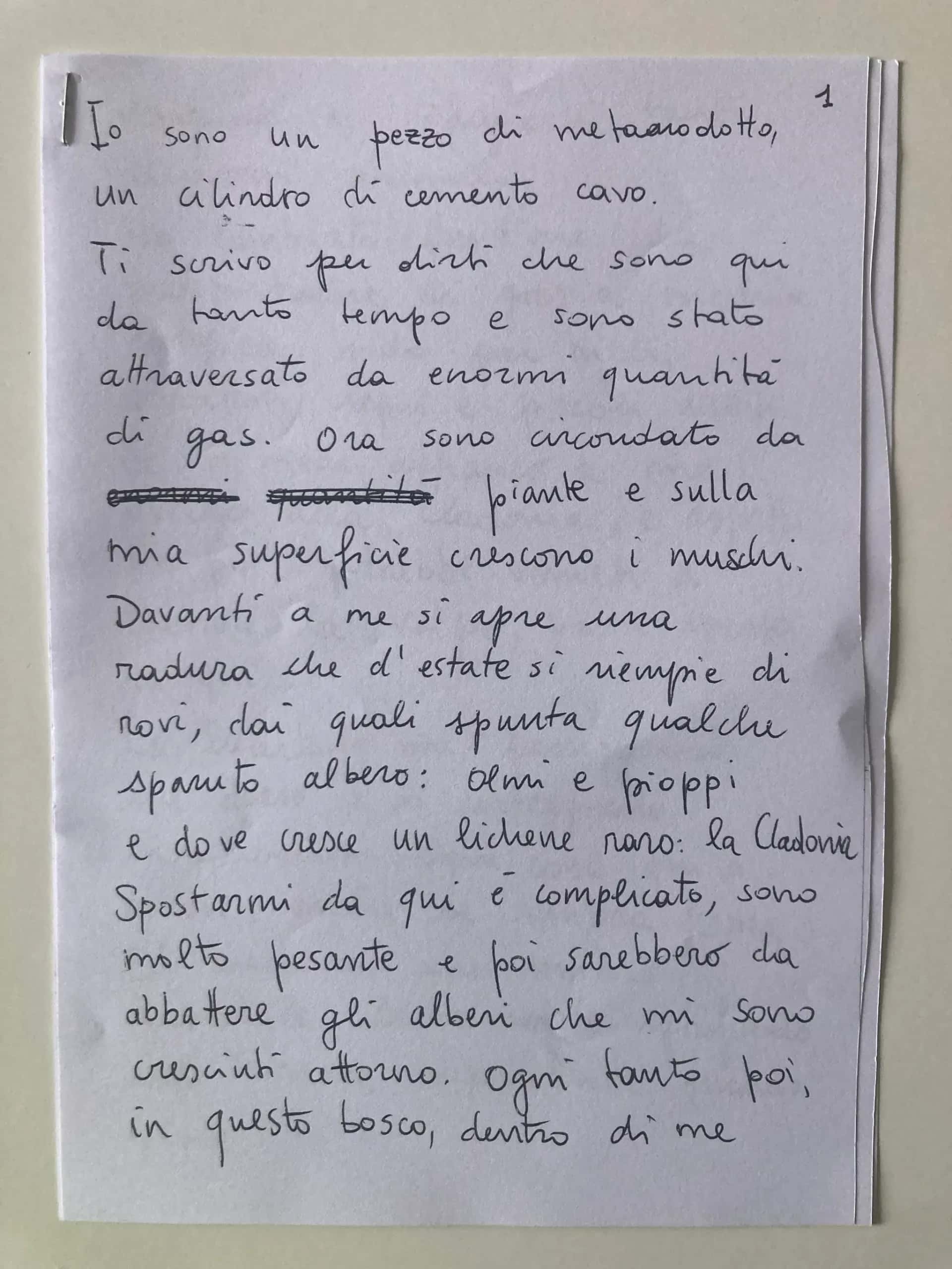 Una delle lettere scritte dai ragazzi che hanno partecipato al laboratorio © Cecilia Colombo